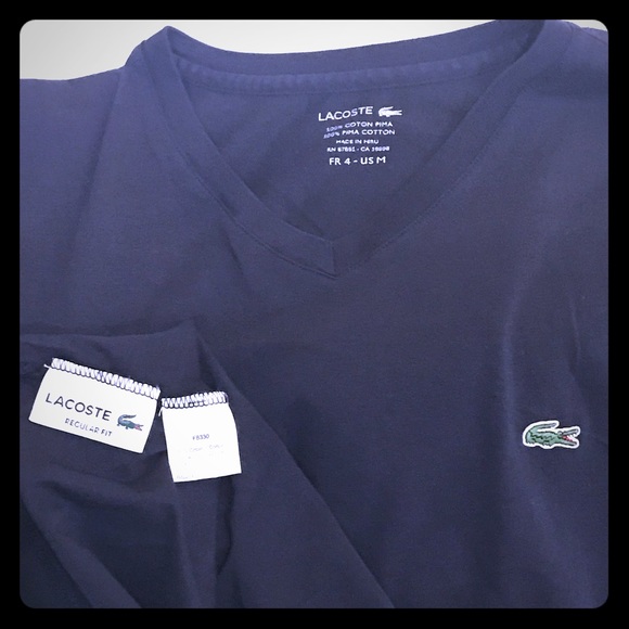 Lacoste Other - $ FINAL $ Lacoste-Navy Blue V-Neck Jersey T-Shirt